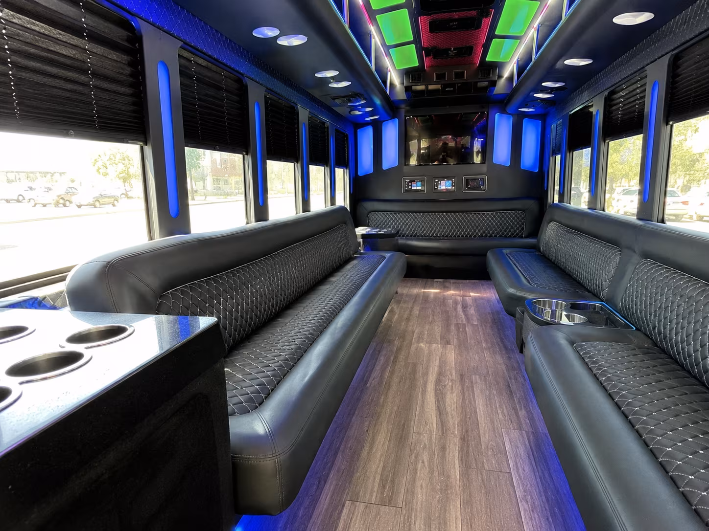 palm beach gardens 15 passenger party bus inside