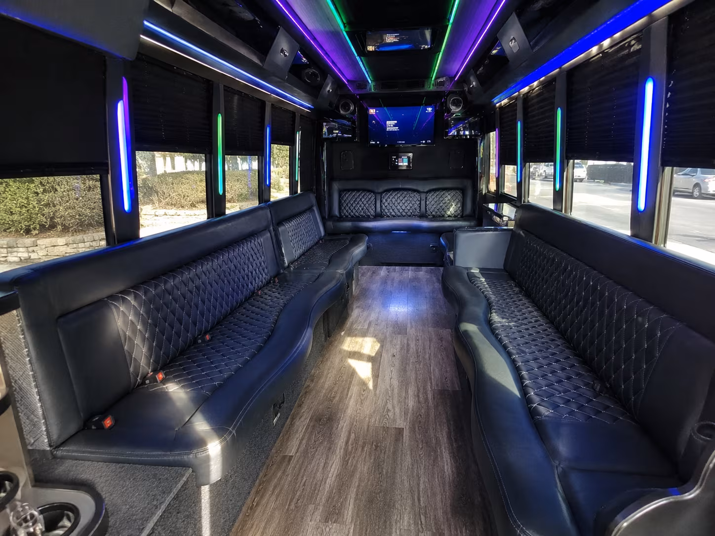 palm beach gardens 15 passenger party bus interior