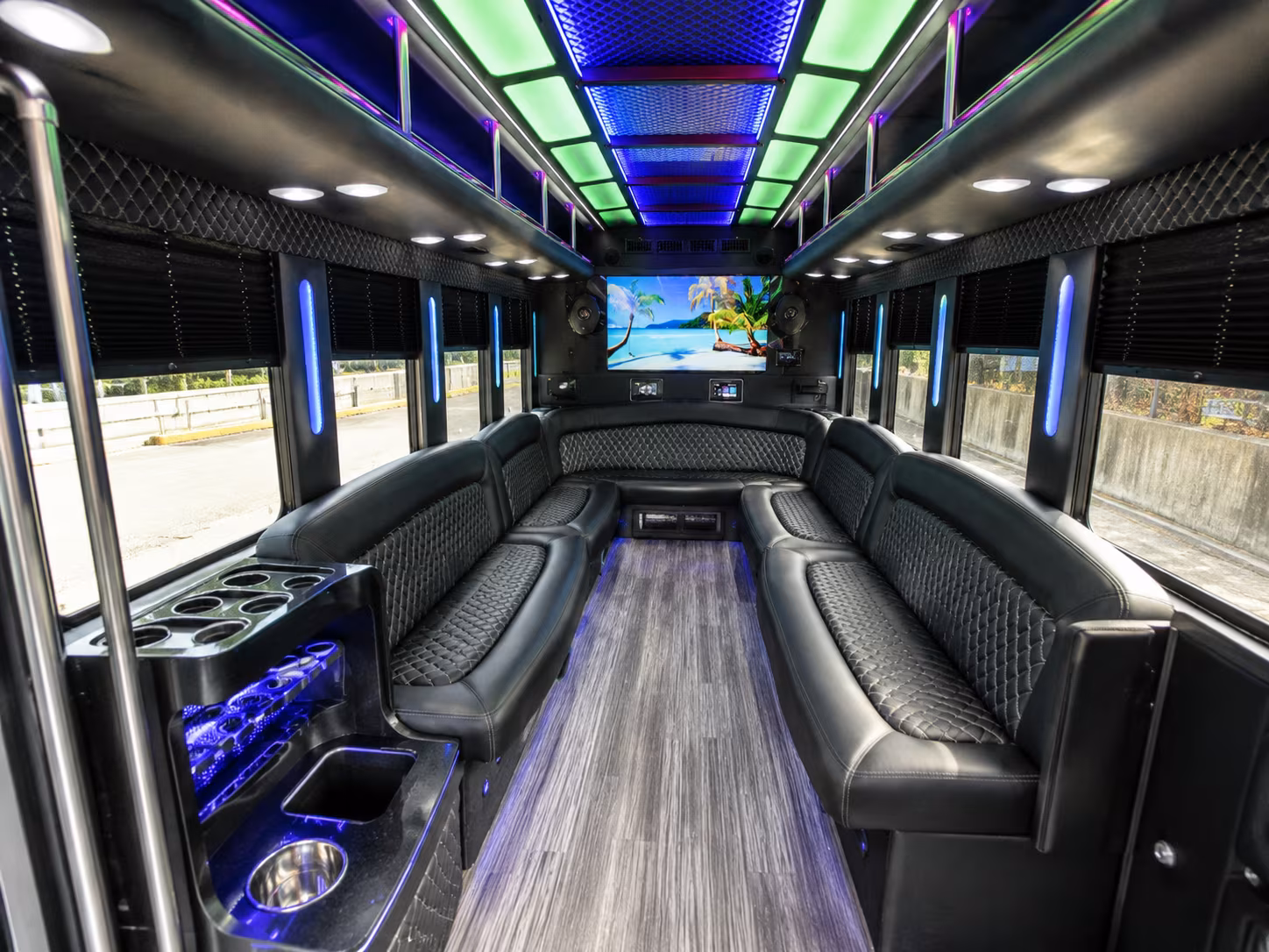 palm beach gardens 18 passenger party bus inside