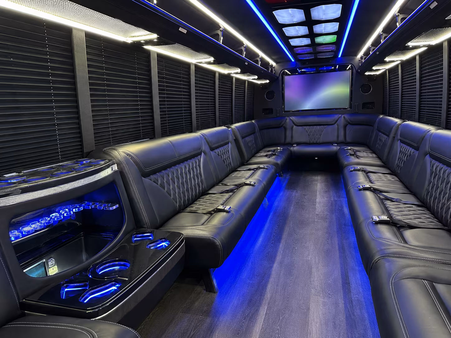 palm beach gardens 20 passenger party bus inside