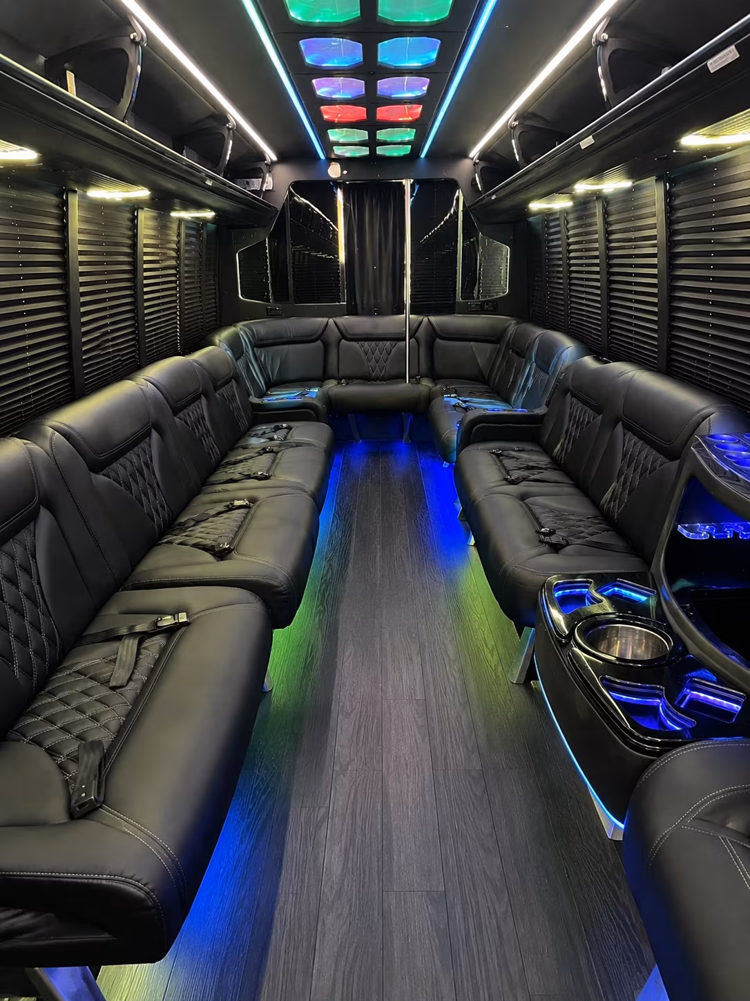 palm beach gardens 20 passenger party bus interior