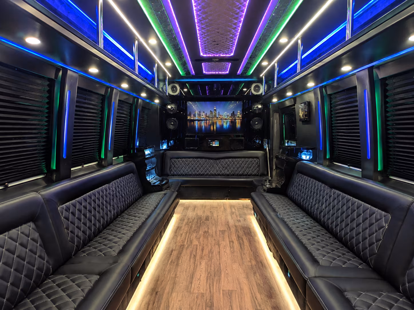 palm beach gardens 25 passenger party bus interior