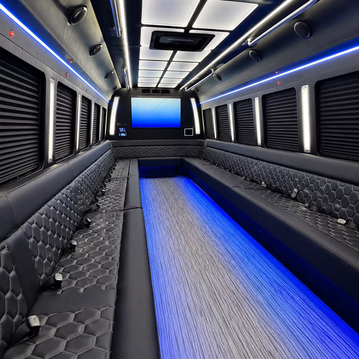 palm beach gardens 50 passenger party bus inside
