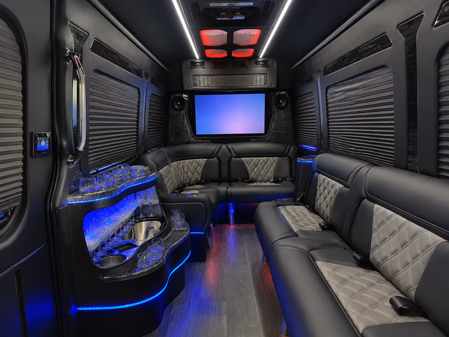 palm beach gardens 50 passenger party bus interior
